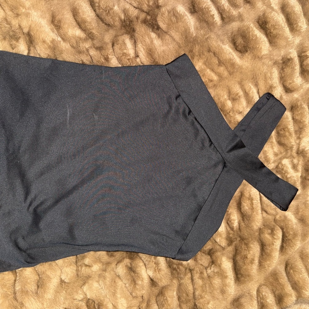 Black Halter Cross Neck Top